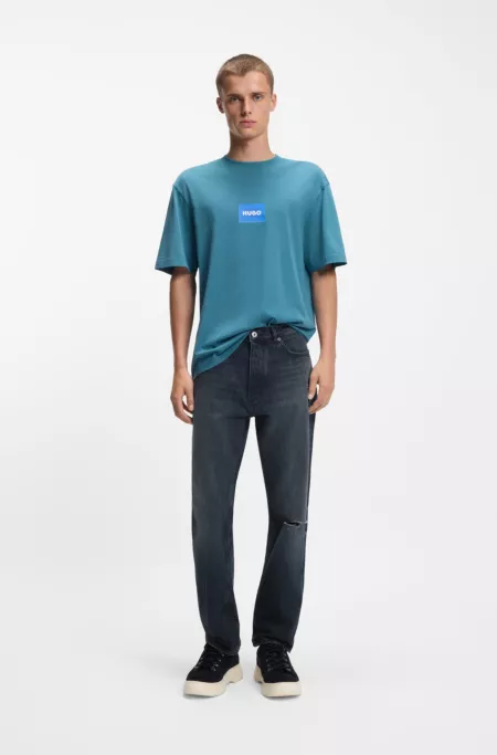 Regular-fit jeans in dark-blue denim