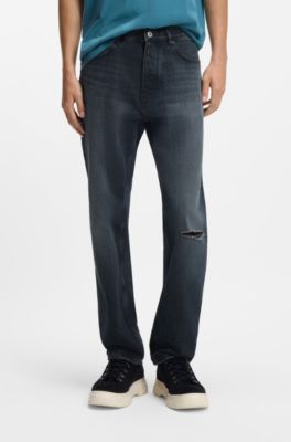 Regular-fit jeans in dark-blue denim, Dark Blue