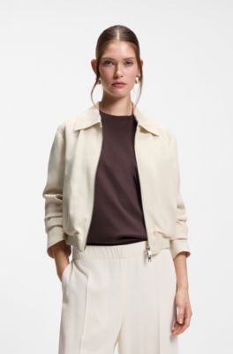 Regular-fit blazer in soft crepe, White