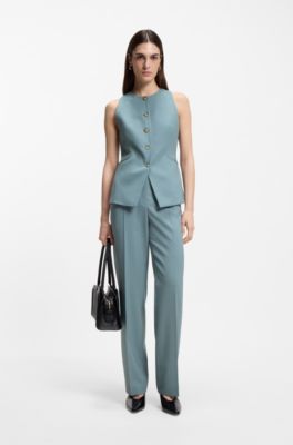 Chaleco slim fit de lana virgen, Azul
