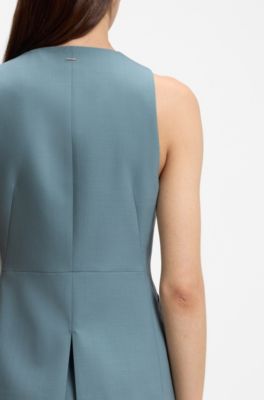 Slim-fit waistcoat in virgin wool, Blue