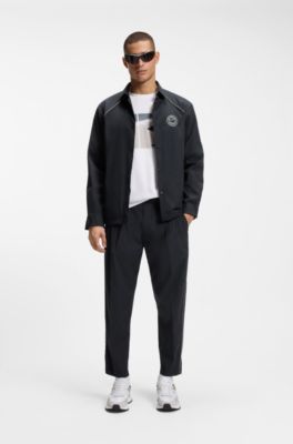 Tapered-fit trousers with water-repellent finish, Dark Blue