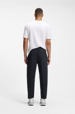 Tapered-fit trousers with water-repellent finish, Dark Blue