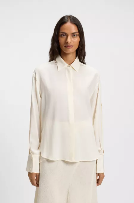 Relaxed-fit blouse in washed silk