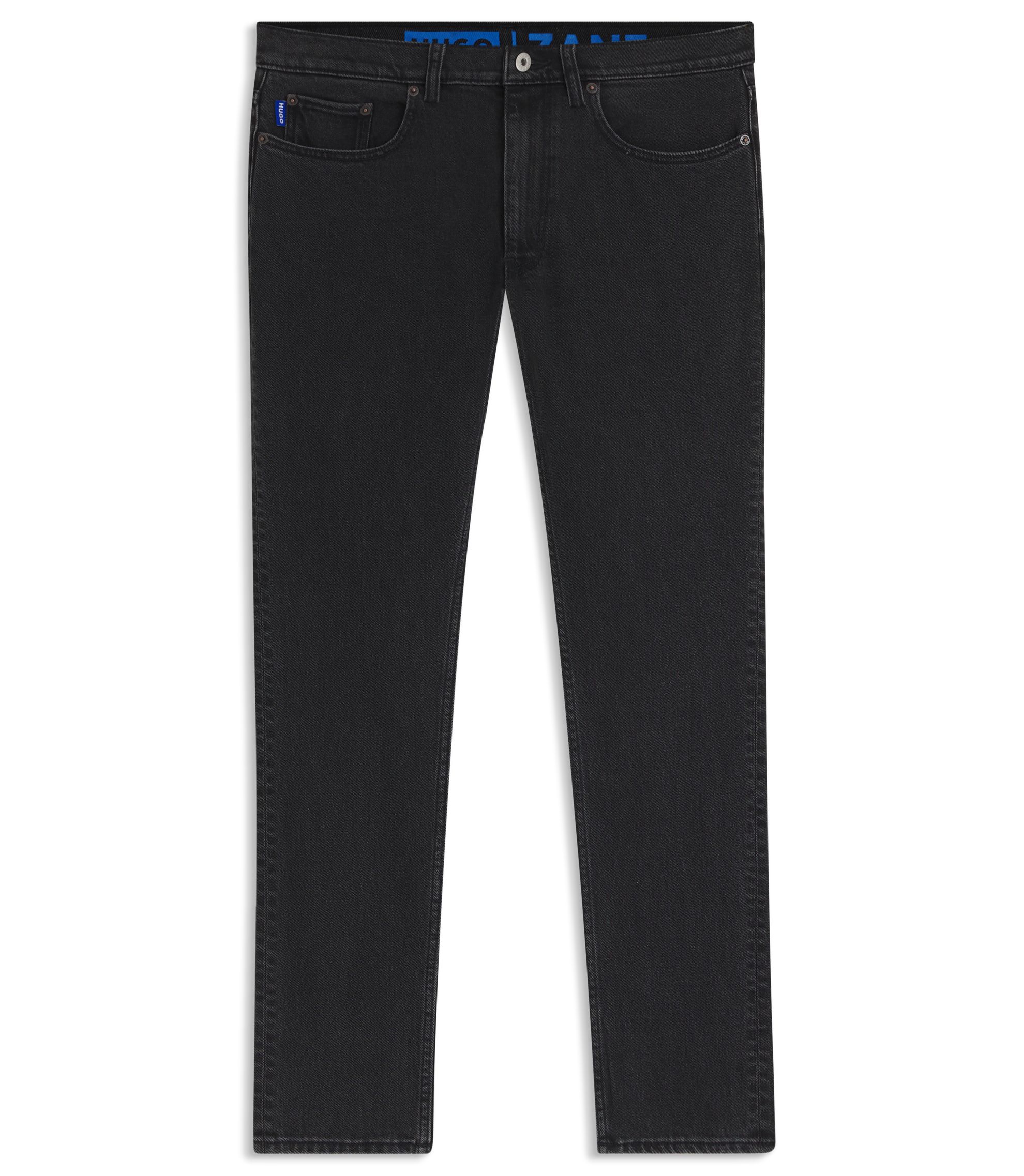 HUGO - Black skinny-fit jeans in grain-washed denim - Black