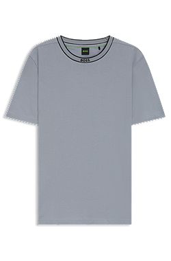 T-shirt en jersey de coton avec col à rayures