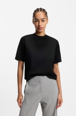 T-shirt Relaxed en coton merceris&eacute;, Noir
