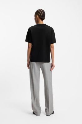 Camiseta relaxed fit en algod&oacute;n mercerizado, Negro