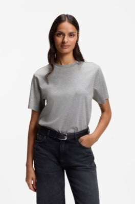 Camiseta relaxed fit en algod&oacute;n mercerizado, Gris claro