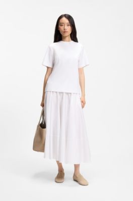 Camiseta relaxed fit en algod&oacute;n mercerizado, Blanco
