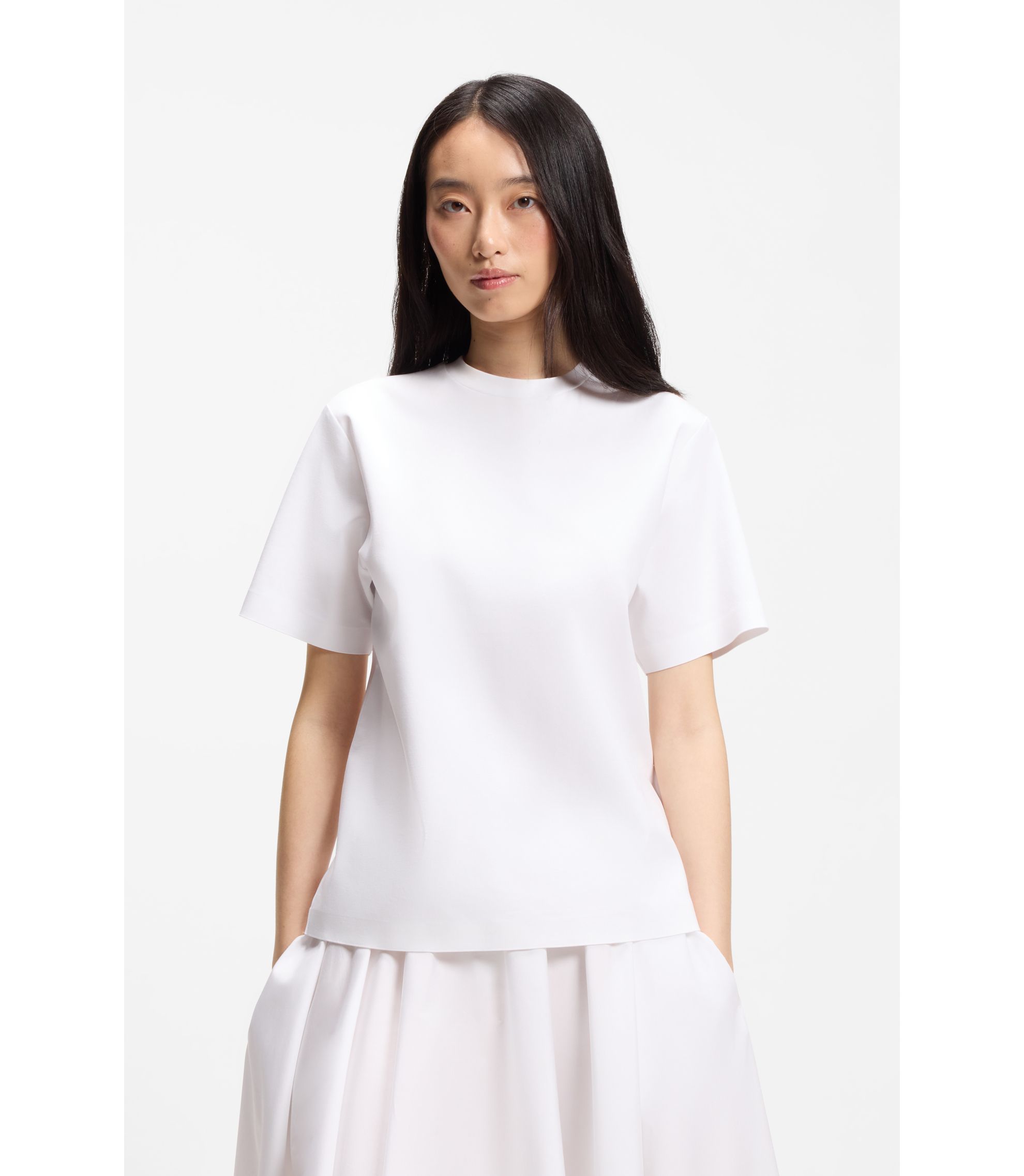 BOSS - Relaxed-fit T-shirt in mercerized cotton - White