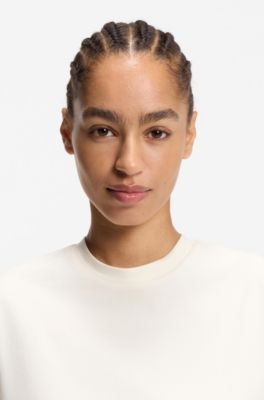 T-shirt Relaxed en coton merceris&eacute;, Blanc