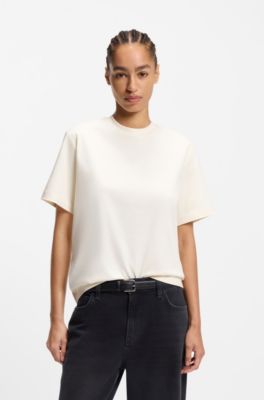 T-shirt Relaxed en coton merceris&eacute;, Blanc