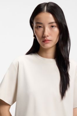 T-shirt Relaxed en coton merceris&eacute;, Blanc