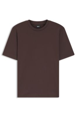 T-shirt Relaxed en coton merceris&eacute;, Marron fonc&eacute;
