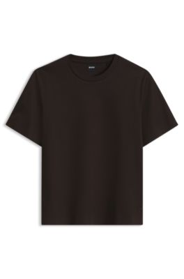 Camiseta relaxed fit en algod&oacute;n mercerizado, Marr&oacute;n