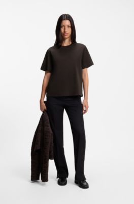 Relaxed-fit T-shirt in mercerized cotton, Brown