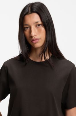Camiseta relaxed fit en algod&oacute;n mercerizado, Marr&oacute;n