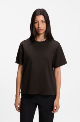 Camiseta relaxed fit en algod&oacute;n mercerizado, Marr&oacute;n