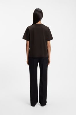 Camiseta relaxed fit en algod&oacute;n mercerizado, Marr&oacute;n