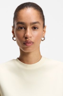 T-shirt Relaxed en coton merceris&eacute;, Beige clair