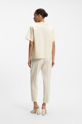 Relaxed-fit T-shirt in mercerized cotton, Light Beige