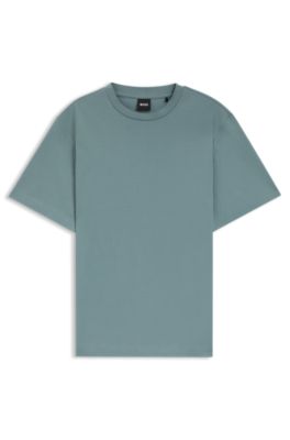 Camiseta relaxed fit en algod&oacute;n mercerizado, Azul