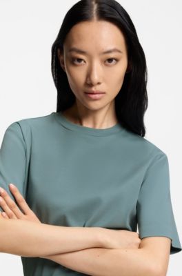 Camiseta relaxed fit en algod&oacute;n mercerizado, Azul