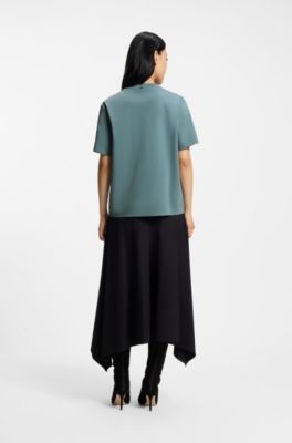 T-shirt Relaxed en coton merceris&eacute;, Bleu