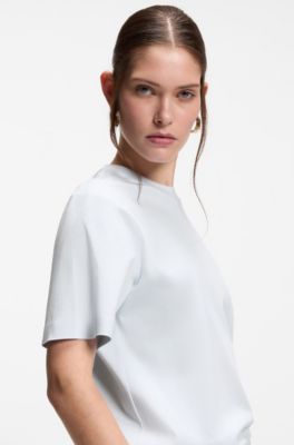 Camiseta relaxed fit en algod&oacute;n mercerizado, Celeste