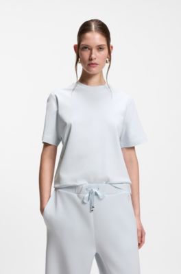 Camiseta relaxed fit en algod&oacute;n mercerizado, Celeste