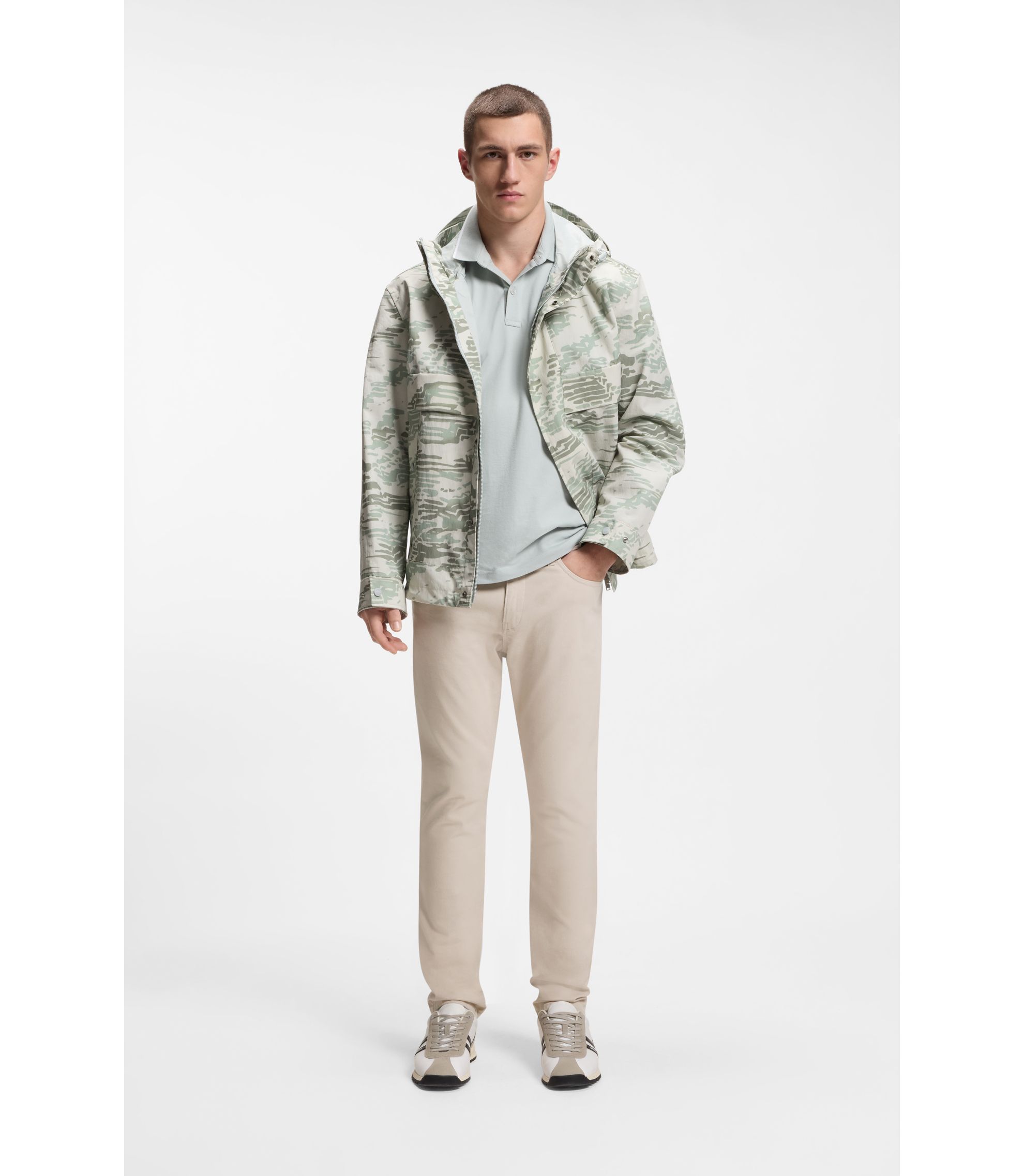 BOSS - Delaware trousers in stretch-cotton canvas - Light Grey