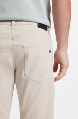 Pantalones Delaware en lona de algod&oacute;n el&aacute;stico, Gris claro