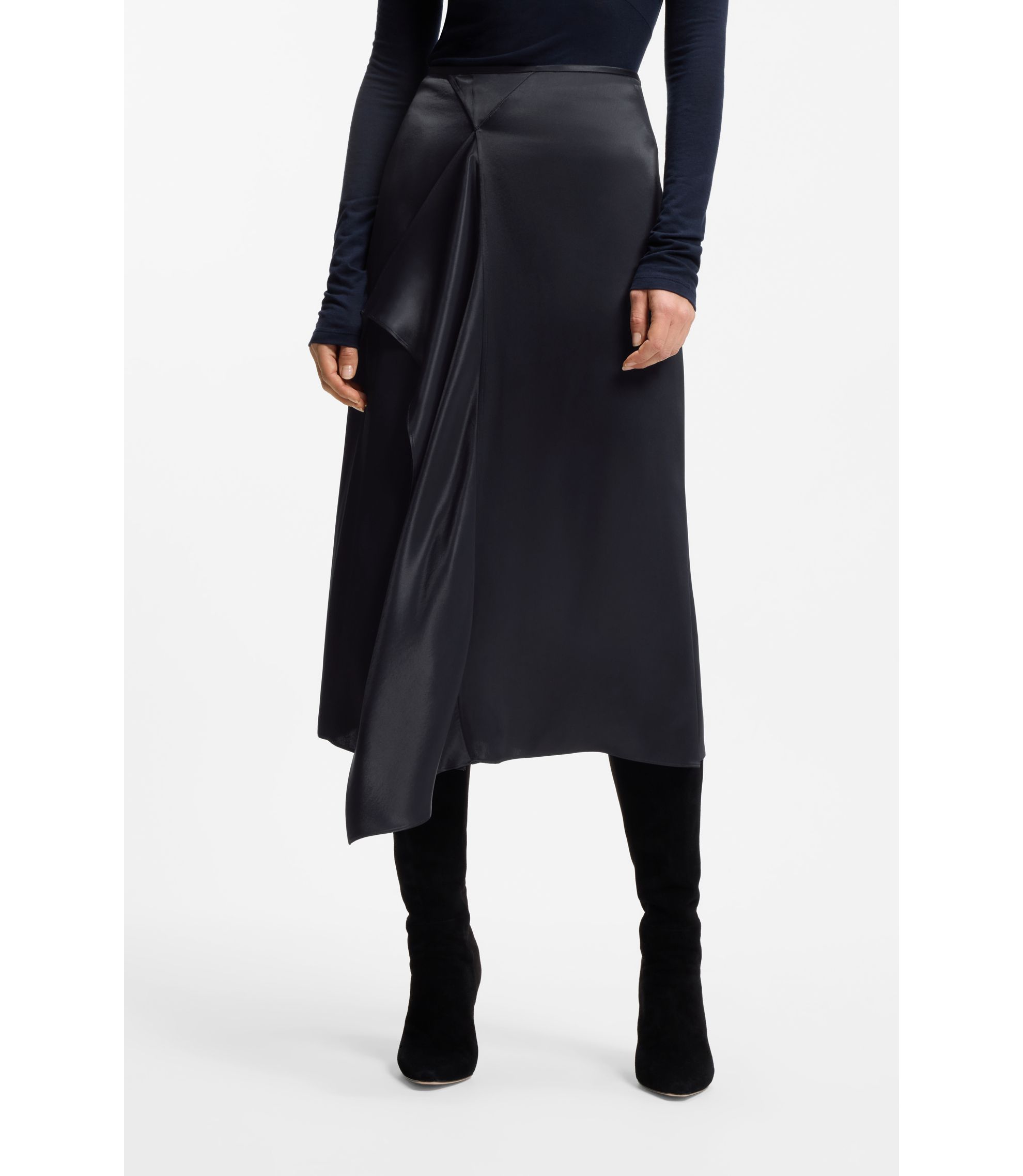 Herlipto Satin Volume Midi Skirt 新色】Layered Frilled Satin Skirt