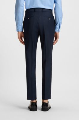 Micro-patterned slim-fit suit in virgin wool, Dark Blue