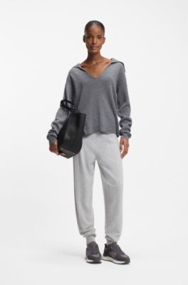 Bolso tote de piel granulada con inscripci&oacute;n del logotipo, Negro