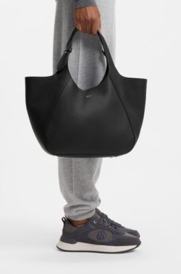 Logo-lettering tote bag in grained leather