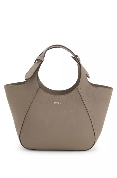 Logo-lettering tote bag in grained leather