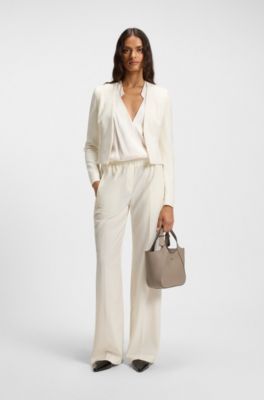 Bolso tote de piel granulada con inscripci&oacute;n del logotipo, Marr&oacute;n claro