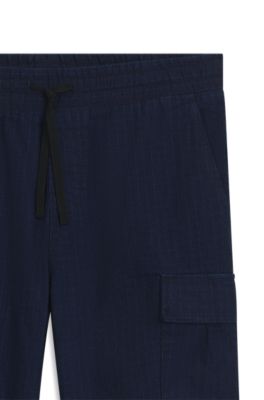 Relaxed-fit trousers in denim-look ripstop, Dark Blue
