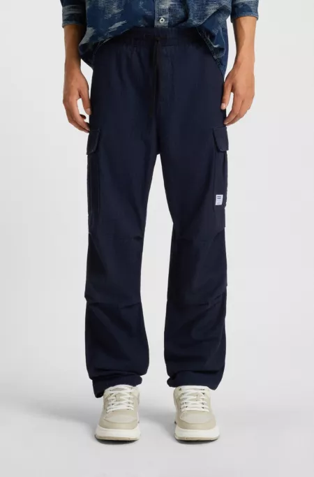 Relaxed-fit trousers in denim-look ripstop