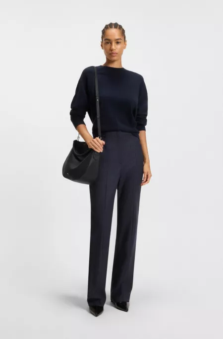 Leather shoulder bag with gold-tone logo