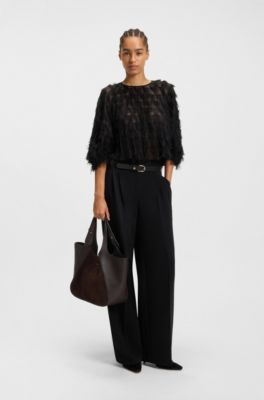 BOSS - Tote bag in leather and suede - Dark Purple