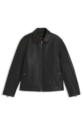 Nappa-leather jacket in a regular fit, Black