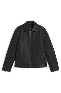 Cazadora regular fit en piel de napa