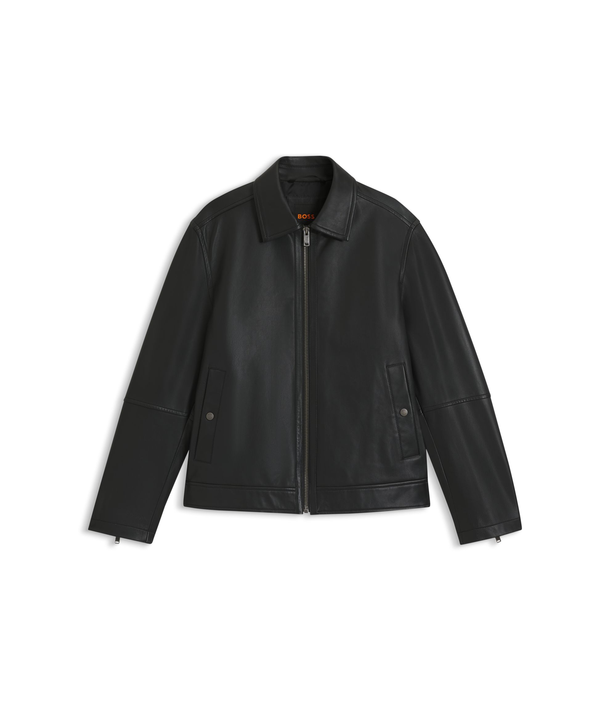 BOSS - Nappa-leather jacket in a regular fit - Black