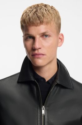 Veste Regular en cuir nappa, Noir