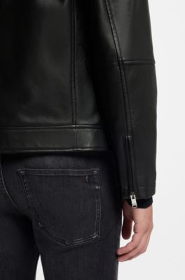Nappa-leather jacket in a regular fit, Black