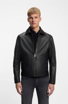Nappa-leather jacket in a regular fit, Black