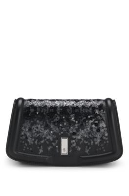 Ariell clutch bag with sequin embellishments, Black